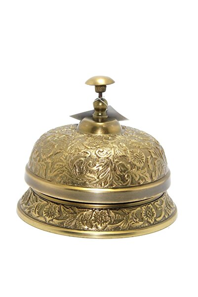 ehobim Pirinç Işlemeli Masa Çanı Resepsiyon Zili 14 Cm