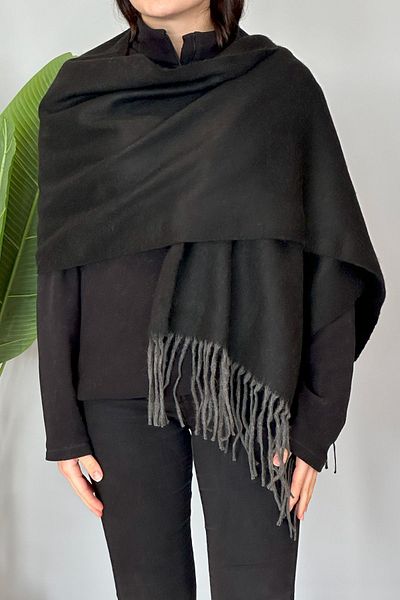 REMSA Tasseled Boucle Scarf Shawl 45X200 cm 1285 Black