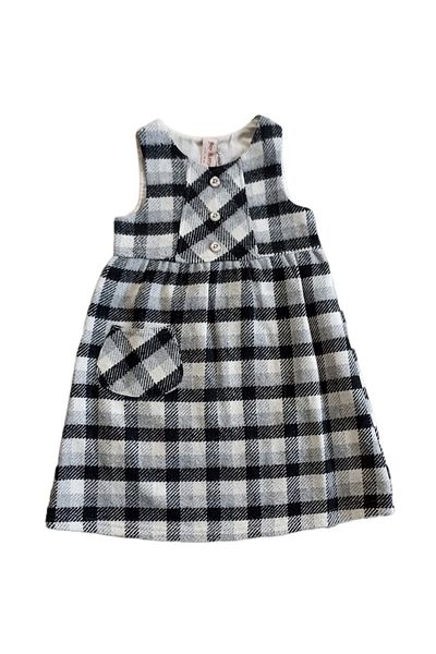 JOYKEEPER Çaren Kids- Rochie pentru fetiță în carouri din țesătură de flanel cu un singur buzunar, cu accesorii cu nasturi