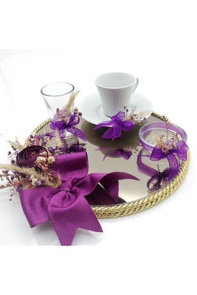 Lora Davet Σετ δίσκου αρραβώνων Purple Promise και σετ δίσκου για φλιτζάνι καφέ γαμπρού