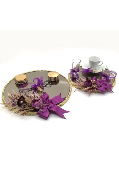 Lora Davet Σετ δίσκου αρραβώνων Purple Promise και σετ δίσκου για φλιτζάνι καφέ γαμπρού