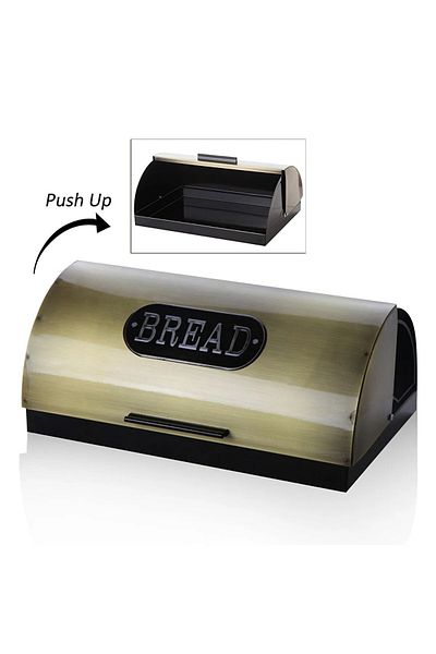 LUCKYHOMES Custom Paint Galvanized Oval Bread Bowl Cream Gold, Bread Box And Basket 40cm x 25cm x 17.2cm