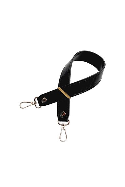 angel çanta aksesuar Τσάντα Angel Patent Leather - 42x2,5 cm με γάντζο, μονή τσάντα, λαβή μαύρο χρώμα, ασημί μέταλλο