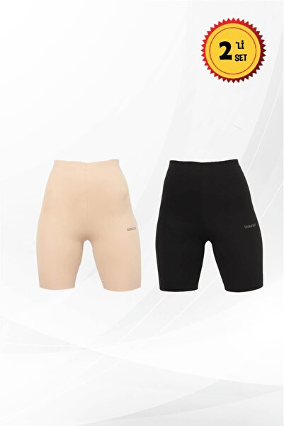 SAUNA SUIT Set of 2 Black & Tan Laser Cut Shorts