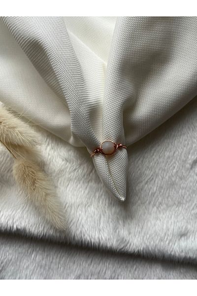 PelvedDesign White agate Stone copper Adjustable Natural Stone Handmade Wire Ring