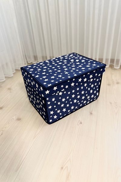 VAYBE 3 Pieces Mini Storage Box, Box Storage, Box, Organizer, Toy Box Dark Blue Star Pattern 30x40x25