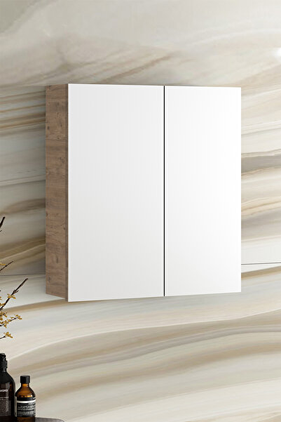 ÖZCEDEN Çiğdem 65 cm Atlantik Çam MDF Aynalı Asma Banyo Üst Dolabı