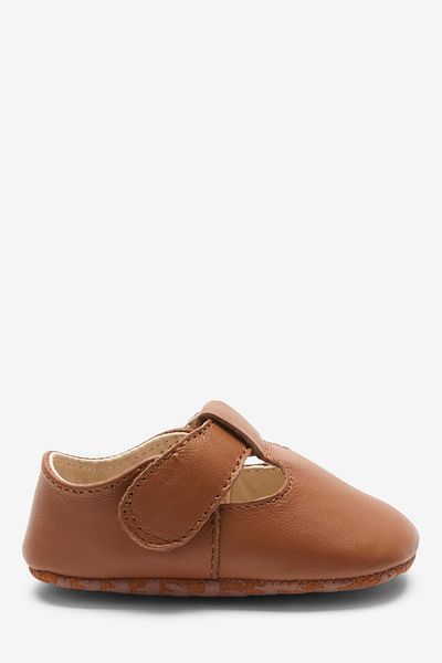 Next Baby Bronze Brown Leather Soft Sole Baby Shoes