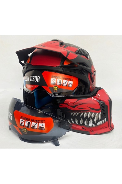 MT Streetfighter Sv Aztec B5 Mat Siyah Kırmızı Modüler