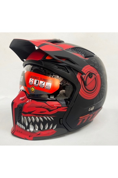 MT Streetfighter Sv Aztec B5 Mat Siyah Kırmızı Modüler