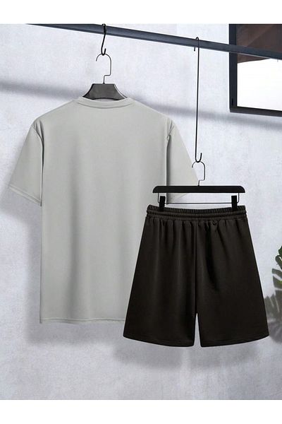 MOONBULL Einfarbiges T-Shirt-Shorts-Set für Herren