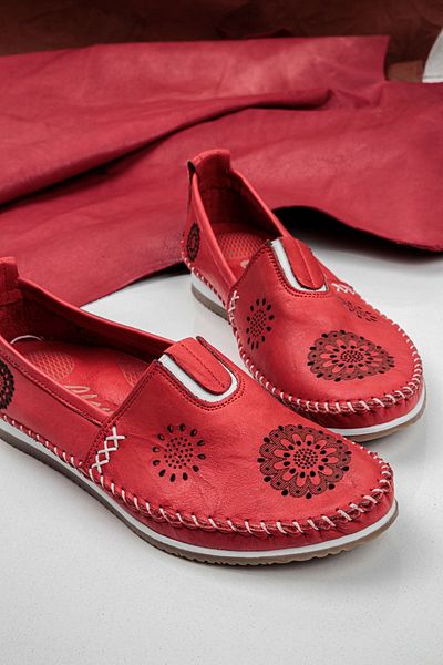 Lal Shoes & Bags Loyd ( 100% ) Genuine Leather Comfortable Women's Ballerinas-red