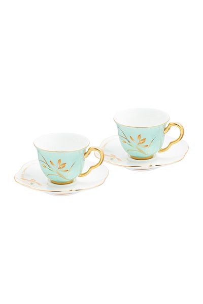 İSTANBUL PORSELEN Green Berin Coffee Cup Set - 90 ml Set of 2