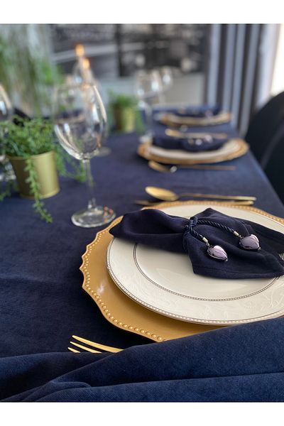 Decamor home Șervețel din 6 bucăți, albastru bleumarin, fără îngrijire, din catifea, texturat, din țesătură bleumarin