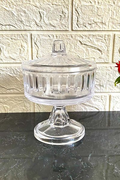Jenisa Glass Pupa Footed Sugar Bowl 14x16.5 Cm