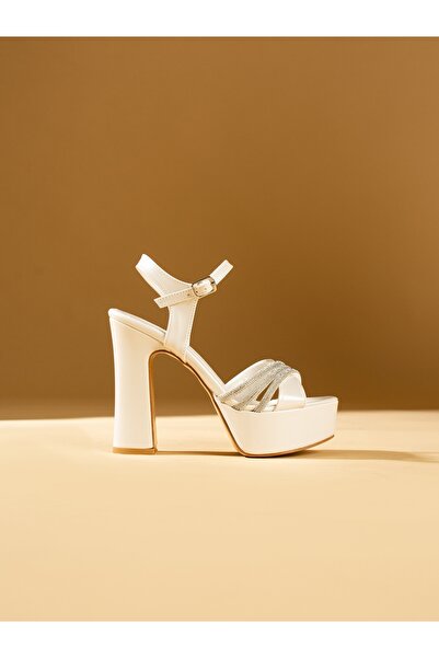Alemdar Shoes DİNA Pearl Skin Stone Detail Heeled Women's Shoes
