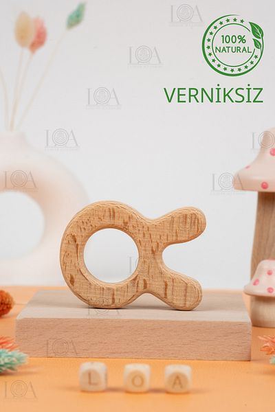 LANDOFACCESSORY Wooden Teether - Tooth Soothing - Natural Non-Varnished Teether