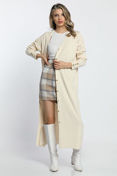 GÜLSELİ Stone Gold Button Detailed Maxi Size Knitwear Cardigan