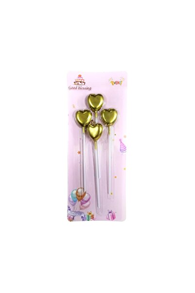Bkmc 4 LÜ ÇUBUKLU KALP GOLD MUM 13.5CM