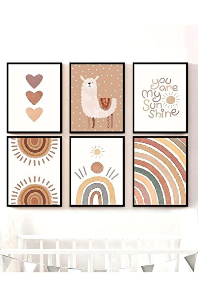 Vegüba Bebek/çocuk Odası %100 Mdf Özel Tasarım Duvar Tablo Seti 6 Parça