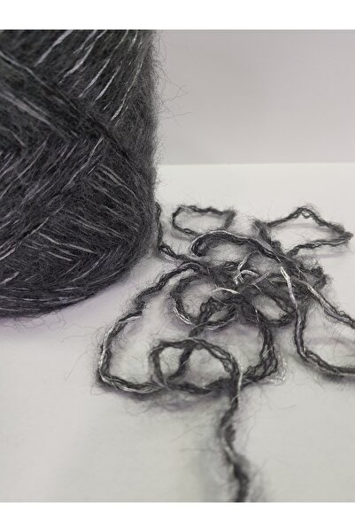 İPLİKOUTLET Antrasit Gümüş İp Üzeri Şeffaf Pullu Tasarım 500 Gram