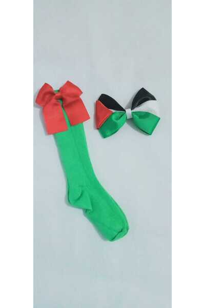 shopland Ръчно изработен комплект чорапи и фиба за коса с палестинско знаме