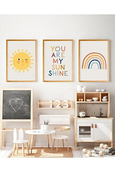 Vegüba Gökkuşağı Ve Güneş Bebek & Çocuk Odası Dekoratif Mdf Duvar Tablo Seti ...