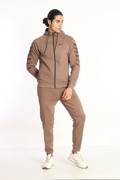 NEED LİFE Men's Mink Winter Cotton Print Detailed Tracksuit Set