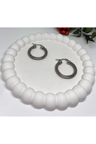 VNS Accessories Steel Design Hoop Earrings