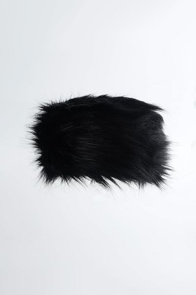 Kapin Black Faux Fur Plush Heart Hat