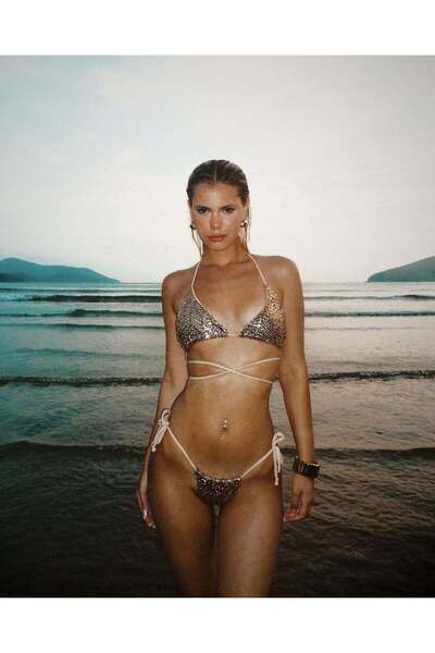 ARHEZ TEKSTİL Gold pulpayet bikini modeli