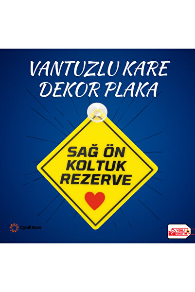 CybillStore Sağ Ön Koltuk Rezerve Vantuzlu Kare Dekor Pleksi Plaka Araç Içi C...