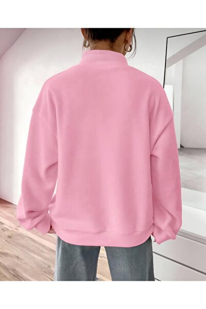 NewCabin Φούτερ New Season Oversize 3 κλωστών 100% βαμβακερό μισό φερμουάρ Χοντρό φούτερ