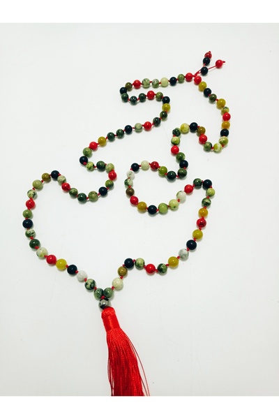 PİRAMİGO 108 مالا اليشم المرجان العقيق قلادة طويلة - التبت