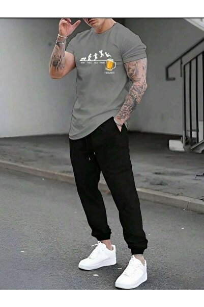 FİTGO Pantaloni de trening cu picior din cauciuc unisex negru