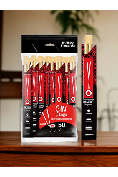 OPTİMEX Bambu Chopstick 50 Çift Çin Yemek Çubuğu – Doğal Bambu Sushi,Noodle İ...