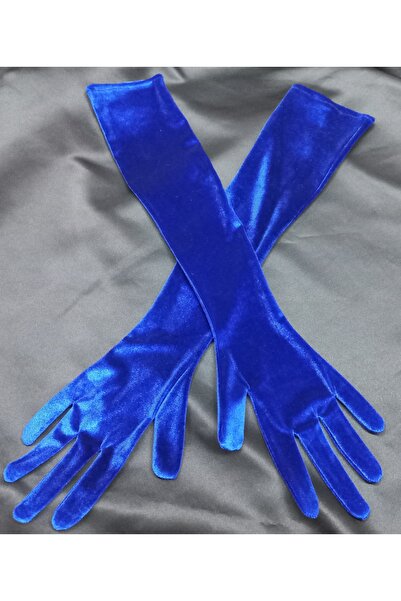 es moda shop قفازات أوبرا مخملية من إليزابيث باللون الأزرق