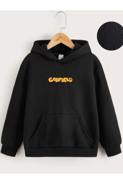 AXXAN Hanorac pentru copii unisex cu imprimeu Garfield - cu glugă, negru
