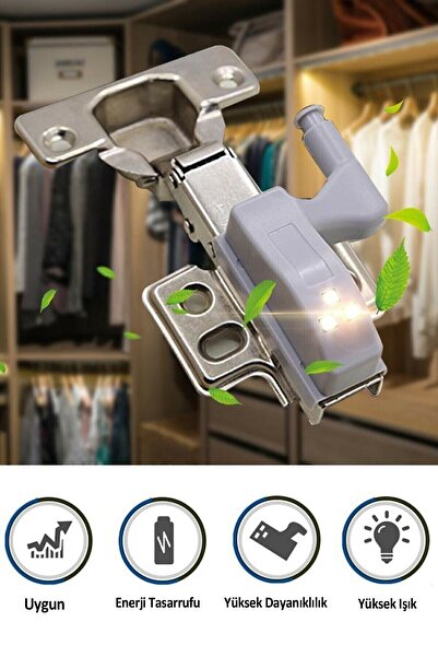 LightSpace 10 Adet Gardrop Mutfak Dolap İçi Led Aydınlatıcı Menteşe Lambası M...