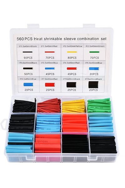 CMT 560 Pieces Set Heat Shrink Tubing Cable Protector Sleeve