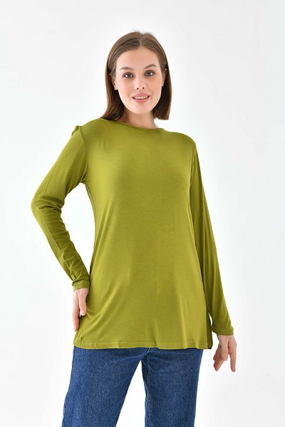 mirach Classy Basic Women's Tunic - Oil Green Hijab Tunic Crew Neck Tunic Fit Relax Crew Neck Long