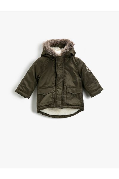 Koton Faux Fur Hooded Coat for Baby Boy