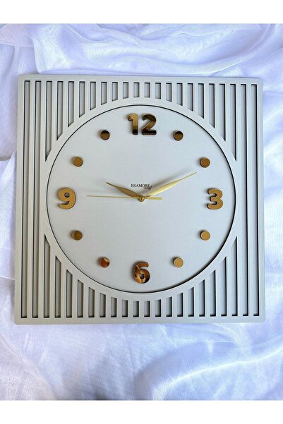 esamore concept Kare Gold Rakamlı 40*40 cm Duvar Saat - Ahşap Duvar Saati - M...