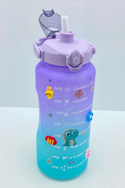 ALİNA HOME Motivational Colorful Sports Water Bottle Water Bottle 2 Liter Motivational Sports Water Bottle