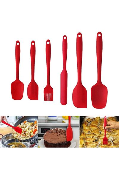 Ekostem High Quality Black Silicone Spatula Set - Heat Resistant, Fireproof and Non-Stick 6 Pieces