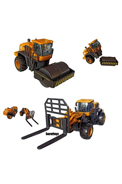 Ailenizin Oyuncakçısı ikili iş makinaları silindir ve forklift kırılmaz oyuncaklar iş araçları inşaat yol seti