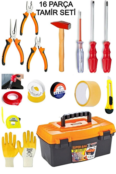 MOONSHOP Pro Seri 16 Parça Tamir Seti Takım Çantası Seti-pense Tornavida Seti