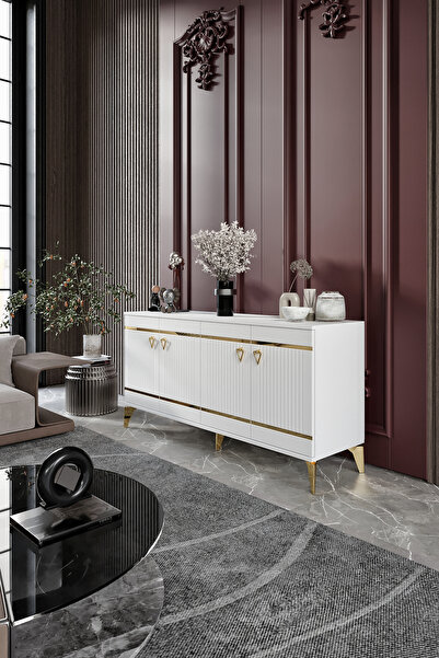 Mapa Kordon Konsol Mdf Mebran Kapak Beyaz Gold