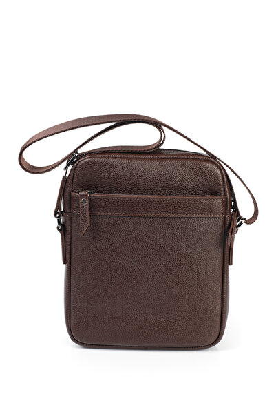 GENTE Ανδρική τσάντα ώμου από γνήσιο δέρμα χιαστί πολλαπλών τμημάτων GN072050DRL