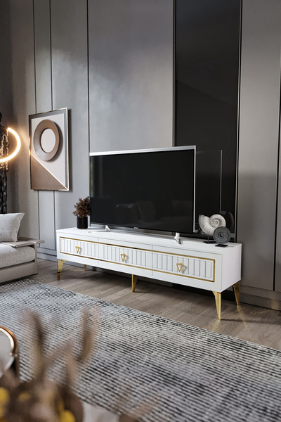 mapahomeliving 180 Cm Klas Mdf Mebran Kapak Beyaz Gold